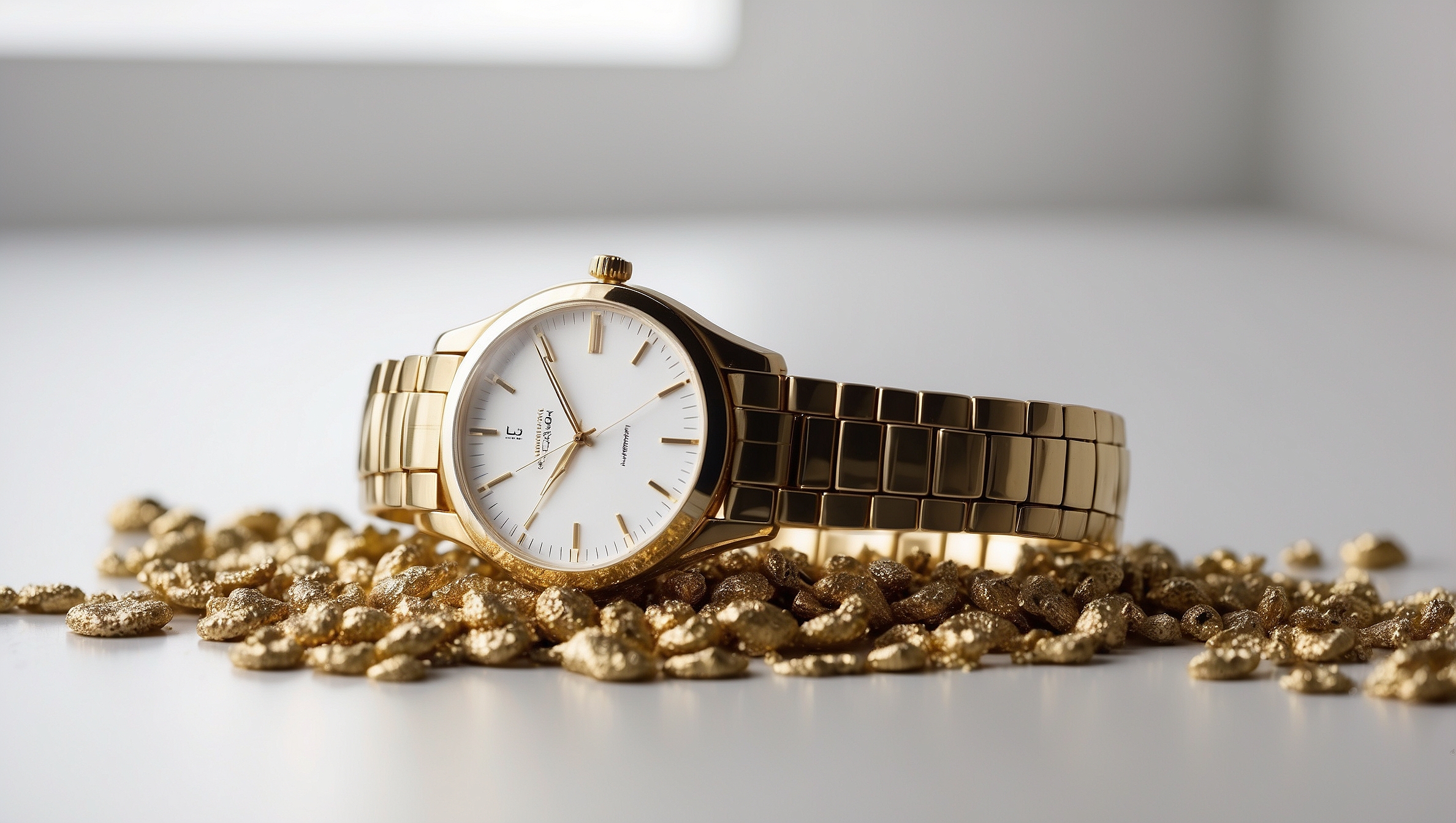 Zeitlose Eleganz am Handgelenk: Die gold-weiße Damen Quarzuhr